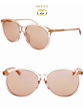 GUCCI GG0261SA 006 SHINY TRANSPARENT ORANGE ROUND SUNGLASSES. 57mm